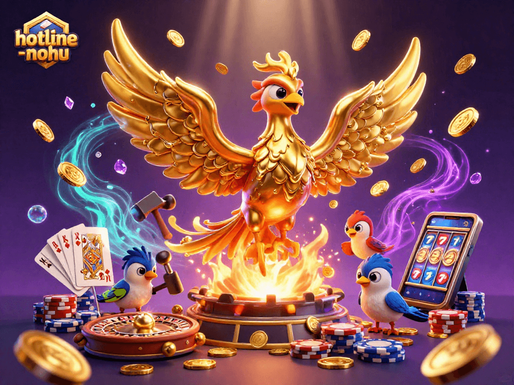 Engage with the golden phoenix and sparrows as they unveil fortune at hotline-nohu casino.