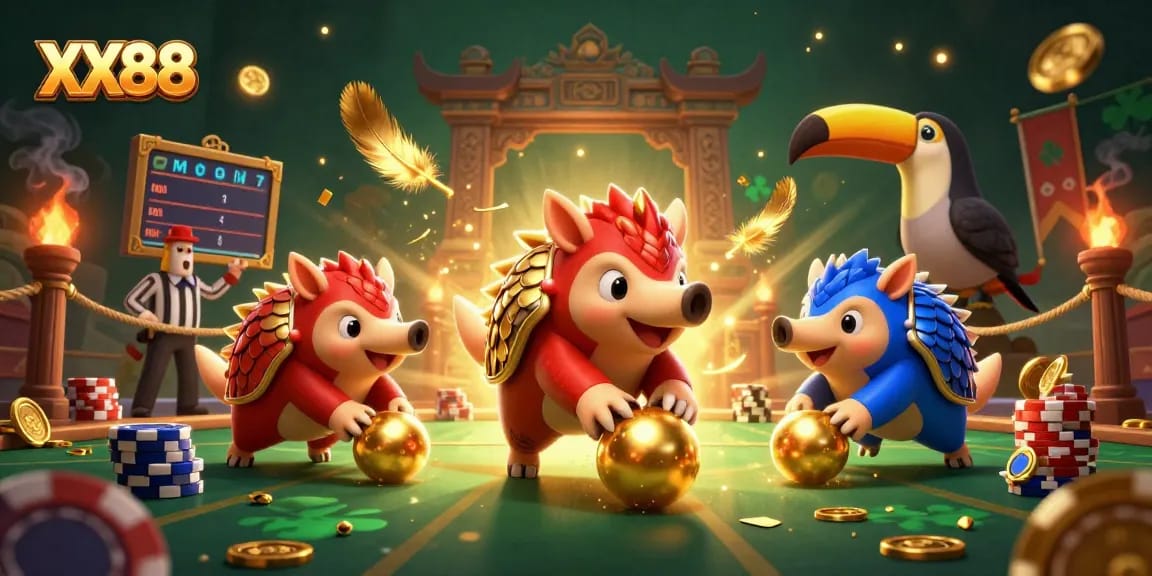 Join the exciting action at XX88 where colorful pangolins compete with poker chips and golden scales.
