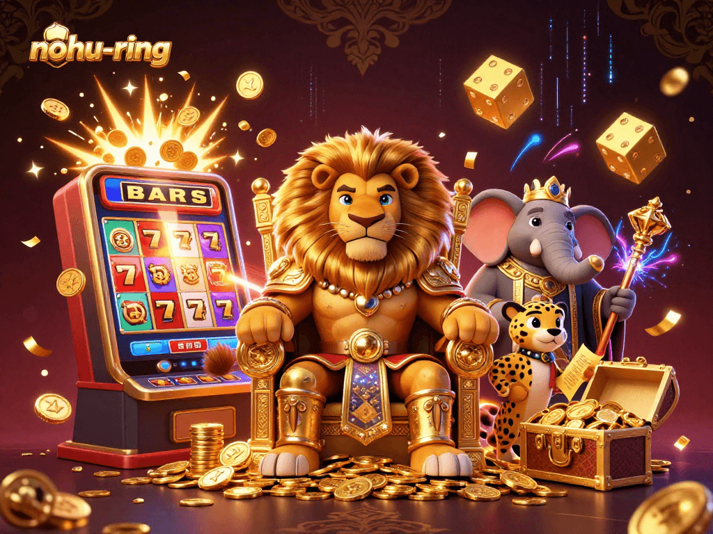 Engage in the exciting gaming world of nohu-ring with a jackpot explosion scene filled with vibrant casino elements.