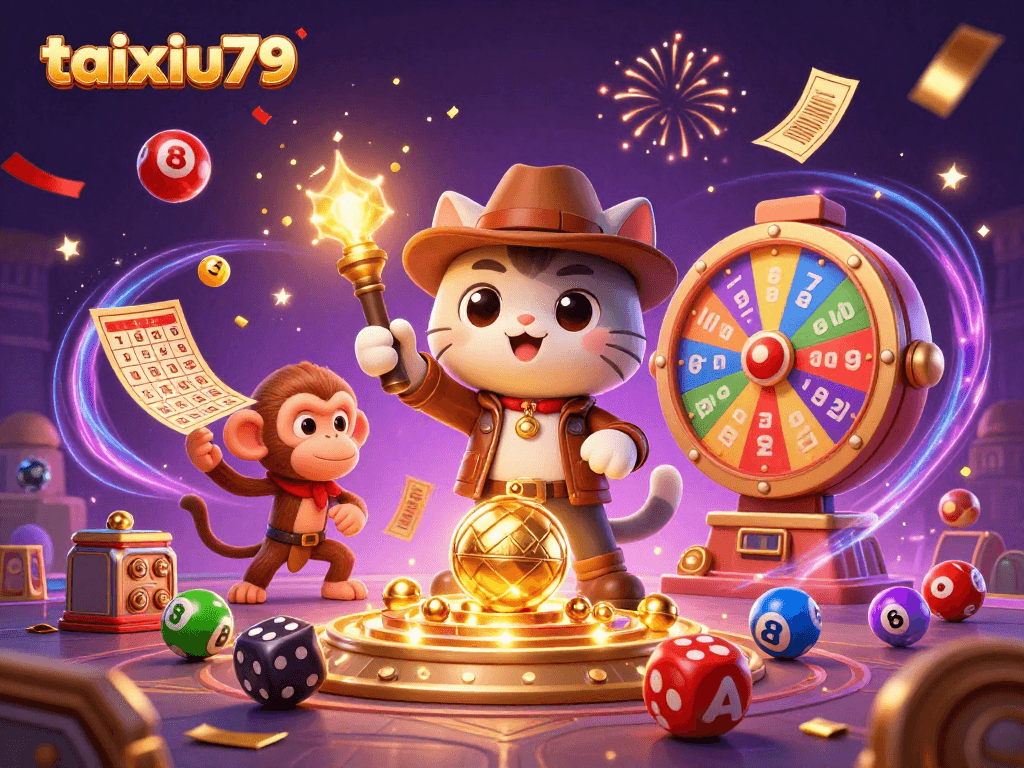 Engage in vibrant casino action with taixiu79, showcasing colorful lottery elements and thrilling game dynamics.
