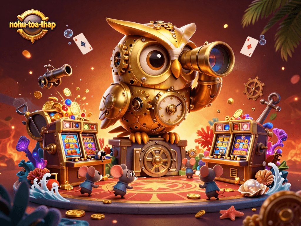 Experience the thrilling nohu-toa-thap casino adventure with an owl and mice amid bursting treasure!