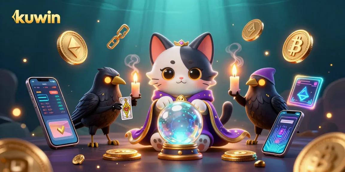Kuwin players strategizing their next move in a vibrant digital casino world with mystical elements.