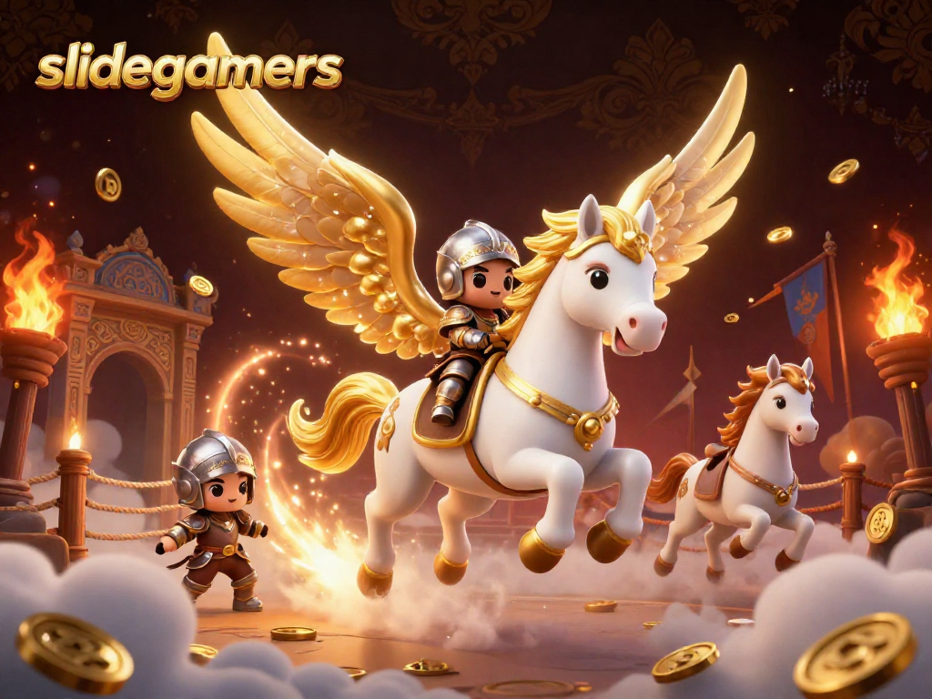 Engage in thrilling gameplay on slidegamers as a magical knight rides through a golden casino