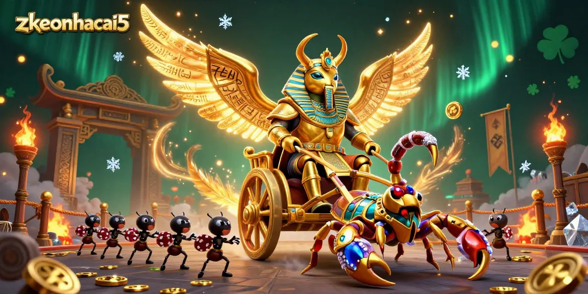 Experience the excitement of zkeonhacai5 with a dazzling 3D casino illustration featuring unique characters and vibrant elements.