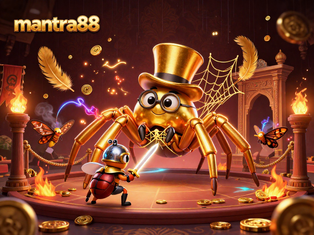 Engage in winning strategies with mantra88 in a vibrant casino-themed 3D illustration showcasing fun characters and rich details.