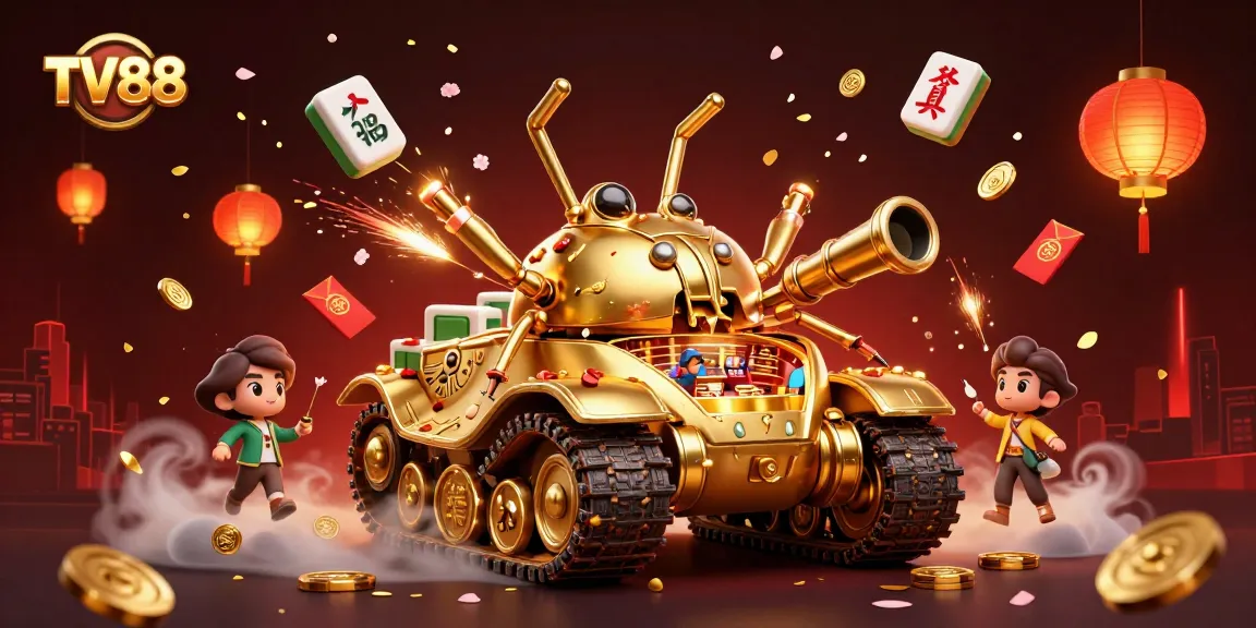 Experience excitement at TV88 with dynamic scenes of vibrant casino action and golden elements.