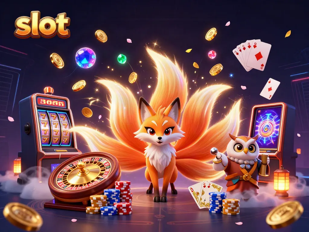 Slot menangkan jackpot dengan tampilan karakter yang menarik dan elemen kasino berkilauan.