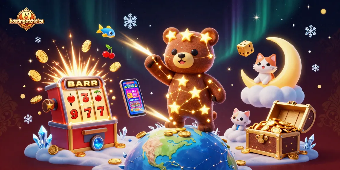 Win exciting jackpots with hostingofchoice in this vibrant casino-themed digital illustration.