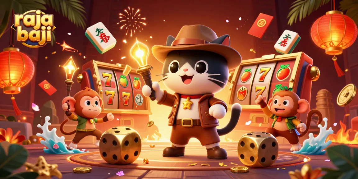 Engage with raja baji by exploring a treasure-filled casino adventure in this vibrant 3D scene.
