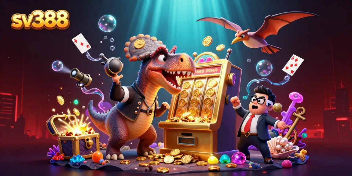 Experience thrilling gameplay on sv388 with a dynamic scene of cartoon characters celebrating jackpot wins.