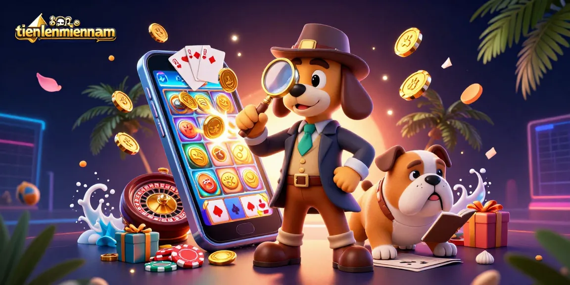 Engage in the action-packed world of tienlenmiennam with a detective solving mysteries amidst vibrant casino elements.