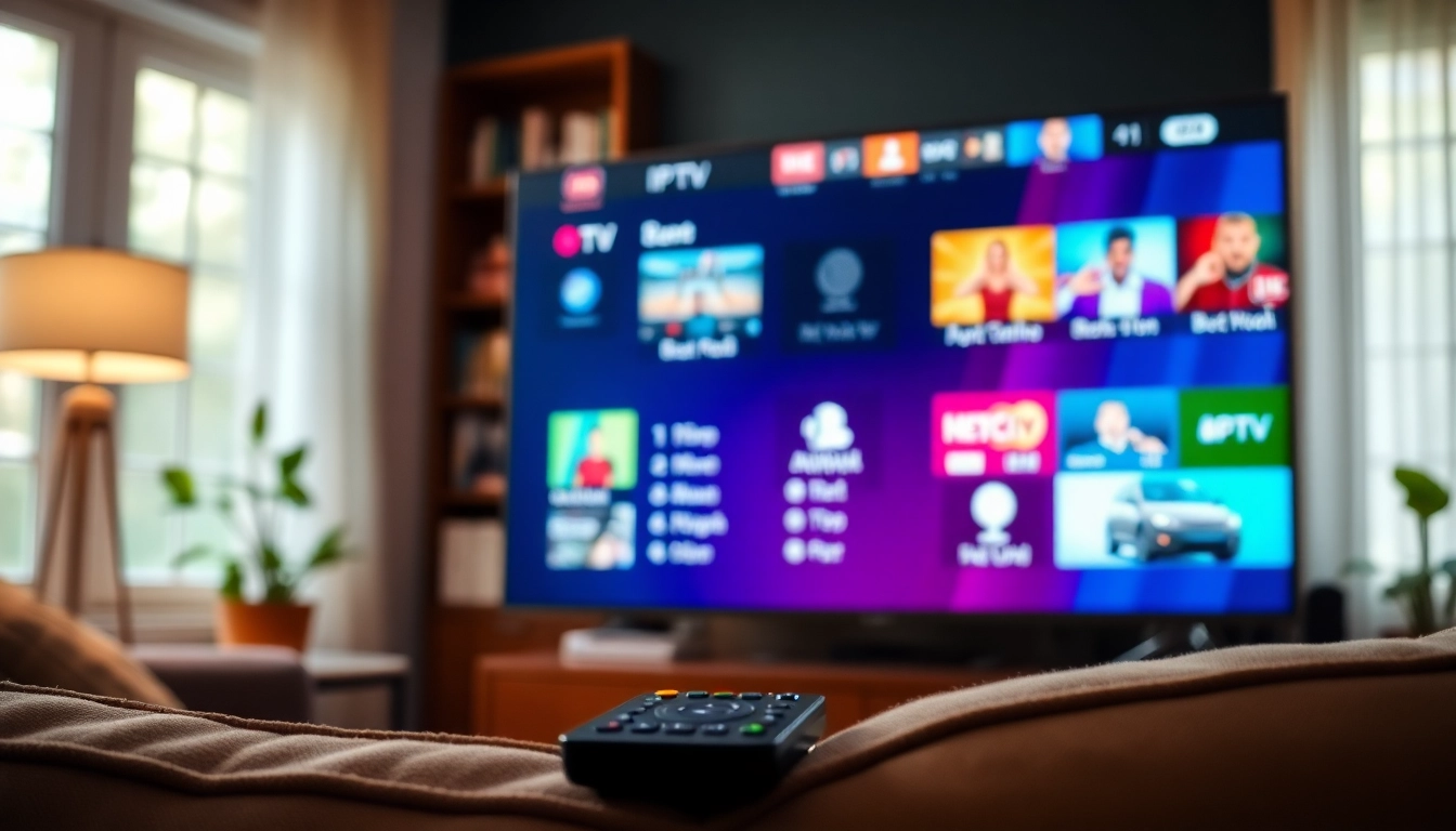 Experience an iptv free trial in a cozy living room environment with vibrant streaming.