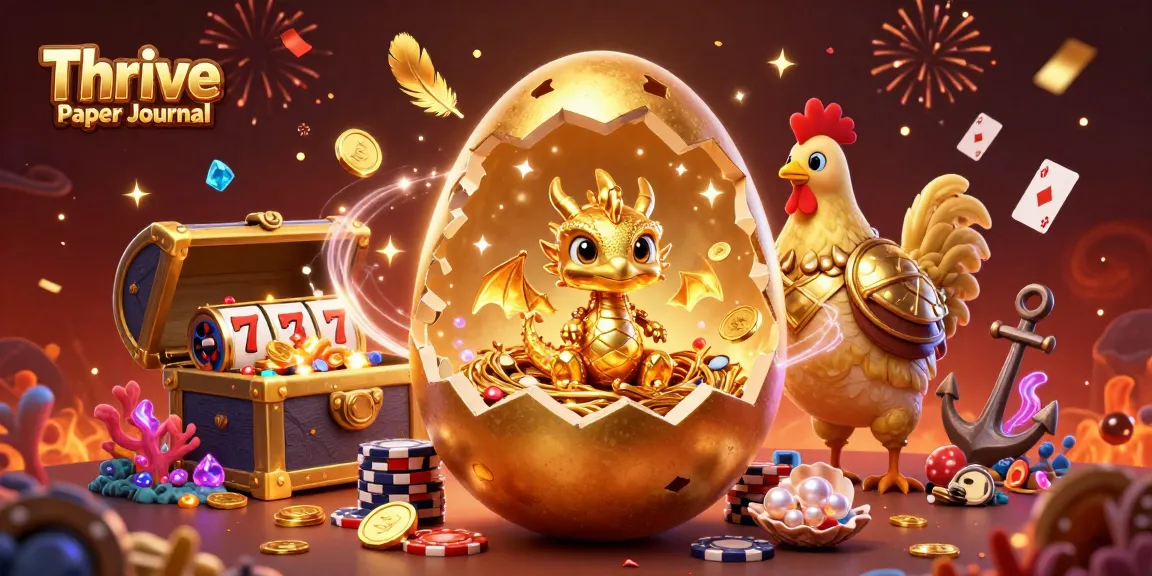 Engage with the exciting Thrive Paper Journal casino scene featuring golden dragon and poker chips.
