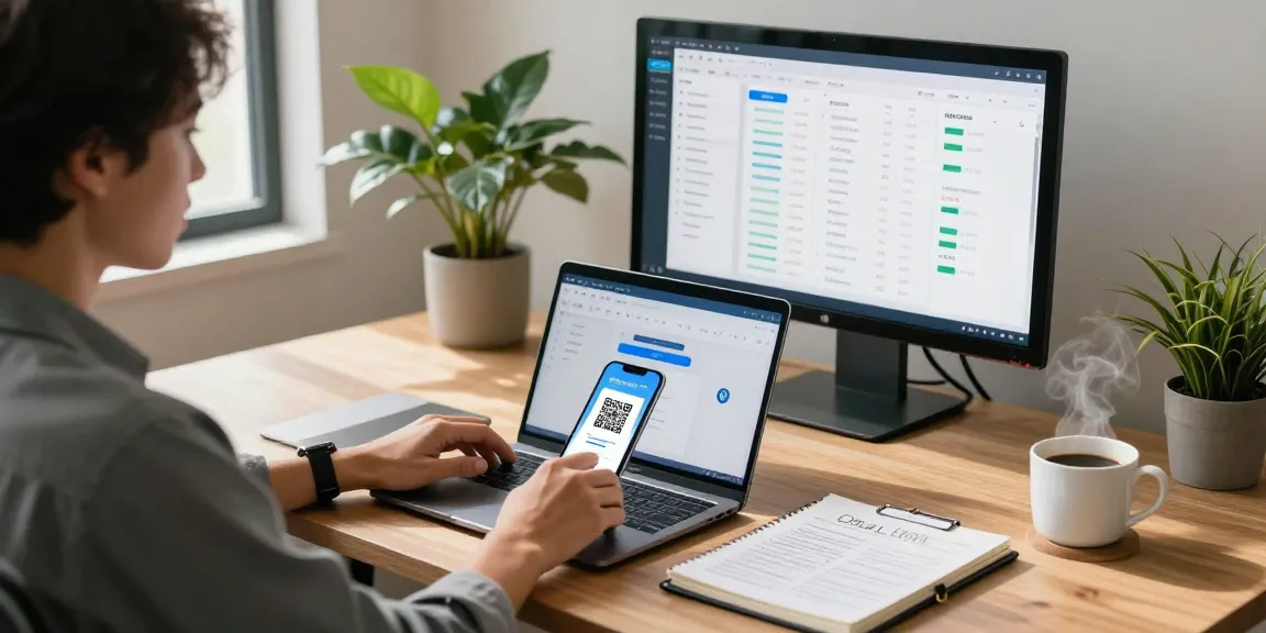 Professional processing slot qris payment in modern workspace with analytics dashboard.