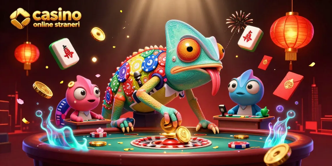 Scopri i migliori casino online stranieri con il proprietario camaleonte e simboli di gioco fortunati.