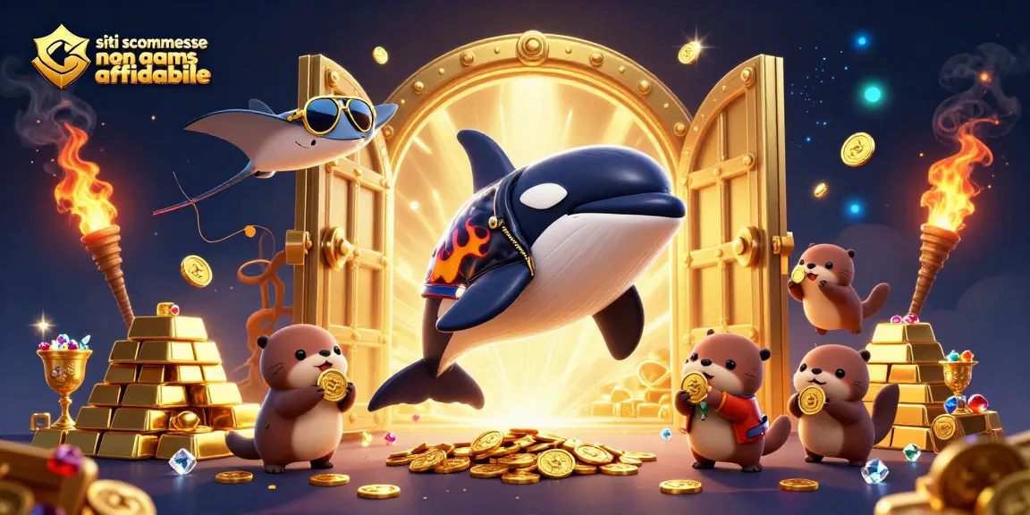 Immagine di orca e razza con monete d'oro, rappresentando i siti scommesse non AAMS affidabili.