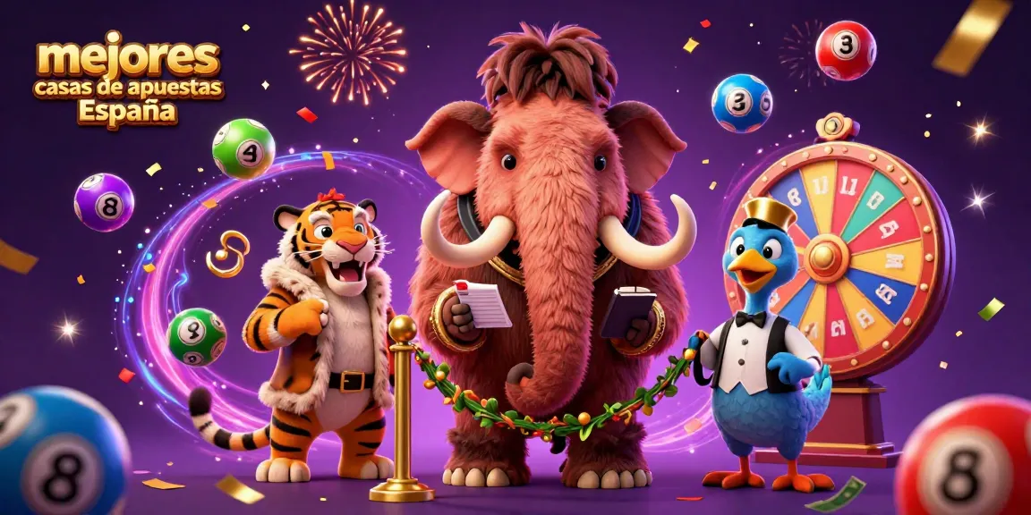 Las mejores casas de apuestas España con un bouncer mamut y un invitado tigre en un ambiente festivo.