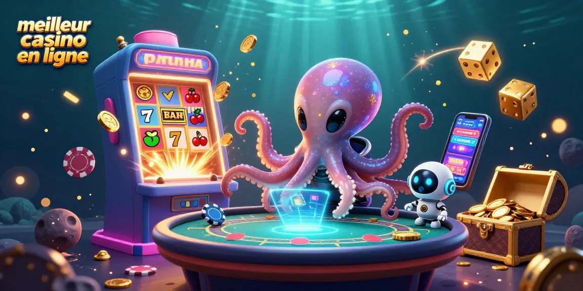 Illustration colorée sur les jeux de hasard dans un meilleur casino en ligne avec des personnages animés.