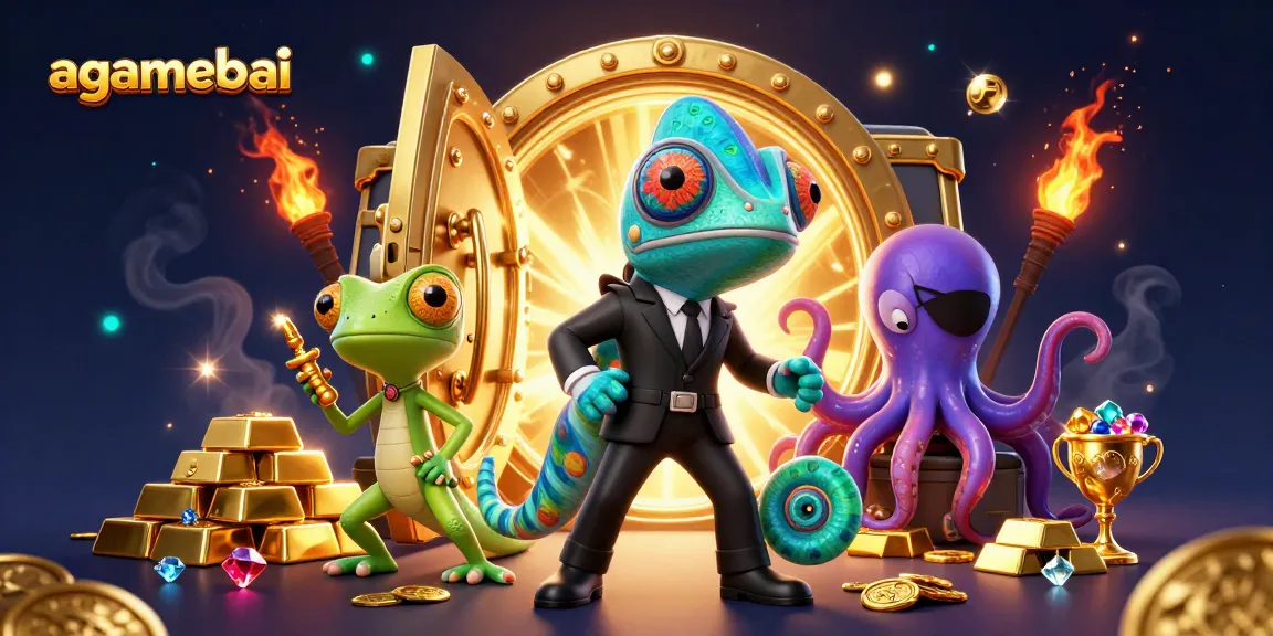 Experience big wins with agamebai at an exciting casino scene filled with treasures and dynamic characters.