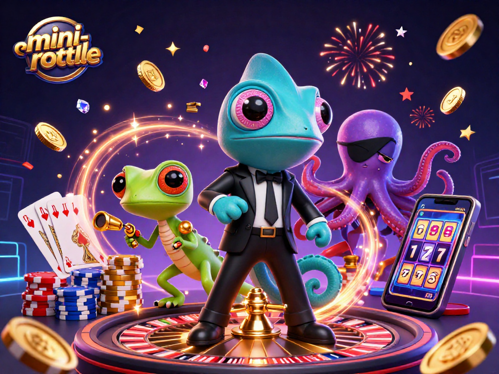 Experience mini-roulette action with dynamic characters, vibrant casino elements, and engaging visuals.