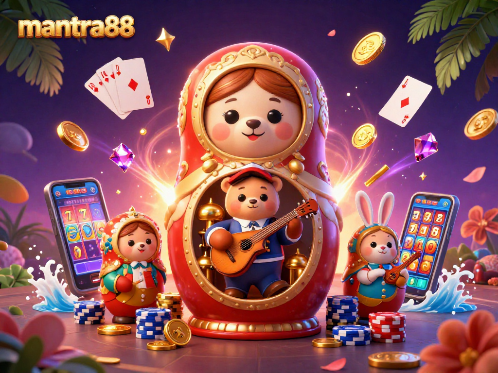 Enjoy thrilling gameplay at mantra88 with vibrant casino characters and winning elements in a dazzling illustration.