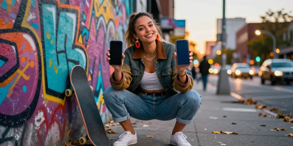 Cece Rose nude lifestyle in an urban setting with vibrant graffiti and dynamic fashion.