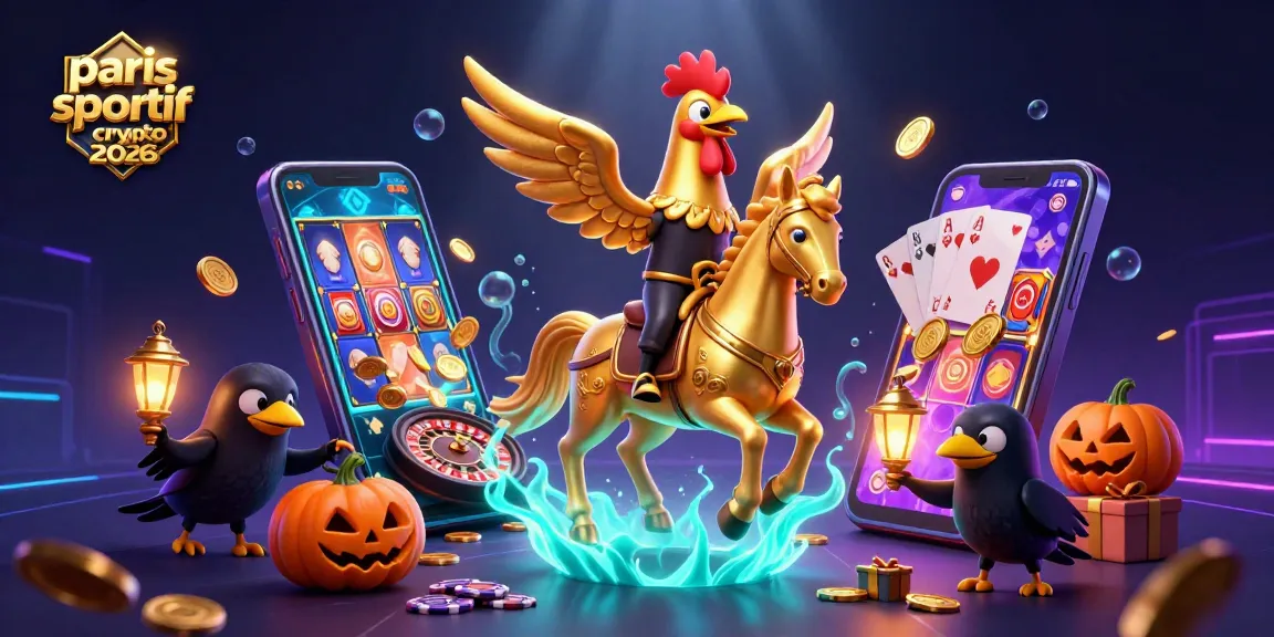Paris sportif crypto 2026 : misez sur l'avenir des paris avec un rooster doré dans un monde de jeu dynamique.
