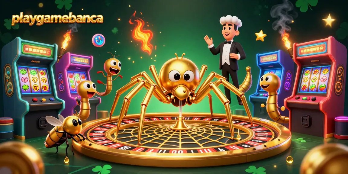 Experience the excitement of wagering at playgamebanca with a golden spider-themed roulette scene.