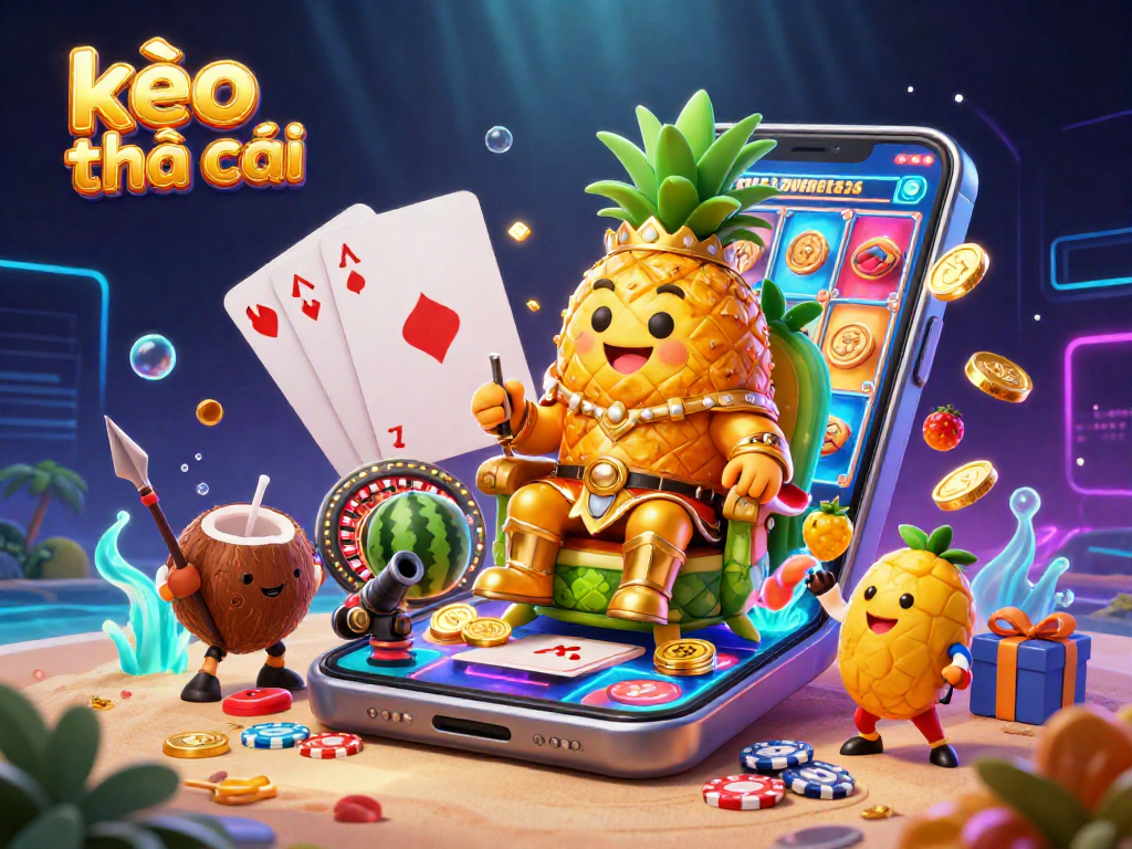 Win big with kèo nhà cái while enjoying the colorful beach casino scene filled with vibrant characters and game elements.