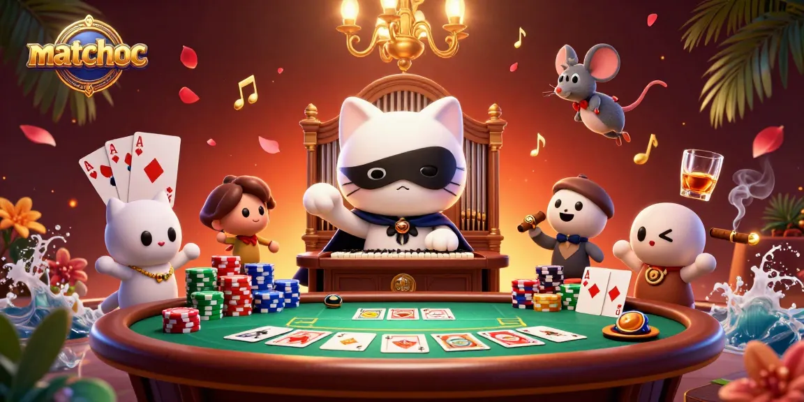 Engage in high-stakes matches at matchuoc with a captivating 3D casino illustration showcasing poker excitement.