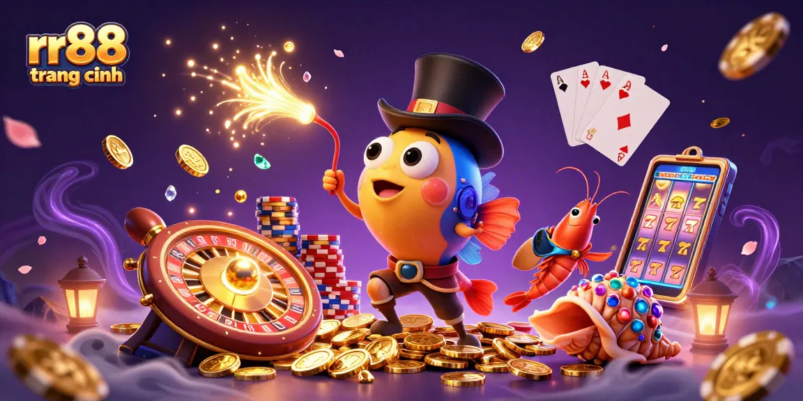 Engage with rr88 trang chính and explore endless gaming adventures with golden coins cascading around the characters.