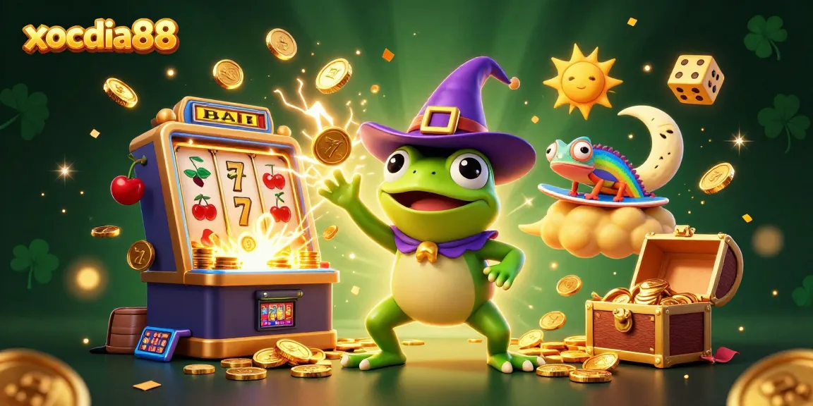 Experience the thrill at xocdia88 with a vibrant 3D digital illustration capturing exciting casino scenes.