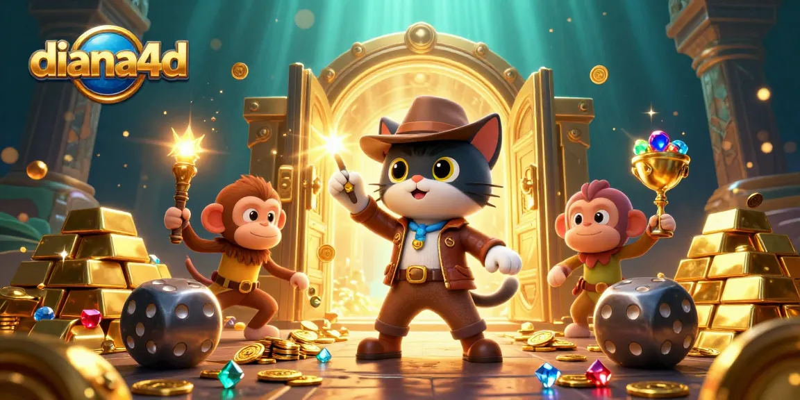 Win big with diana4d as the cat archaeologist uncovers treasures in a vibrant casino treasure scene.