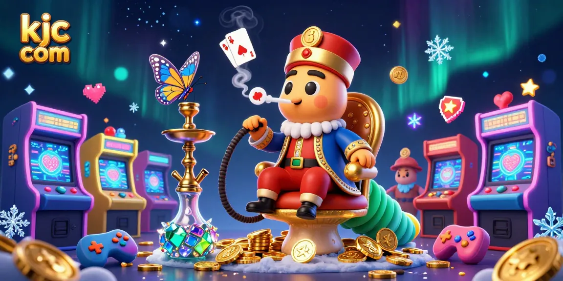 Engage with exciting gaming at kjc com with a vibrant scene of a mythical caterpillar and casino elements.