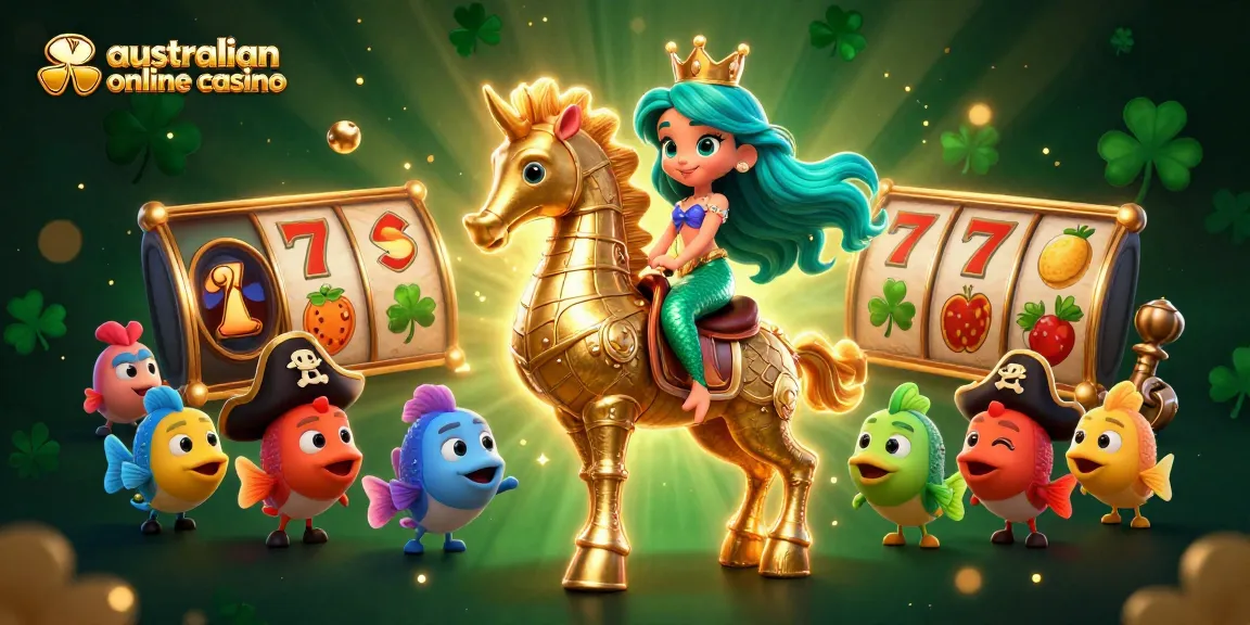 Experience the thrill of australian online casino gaming with vibrant characters and dynamic slot elements.