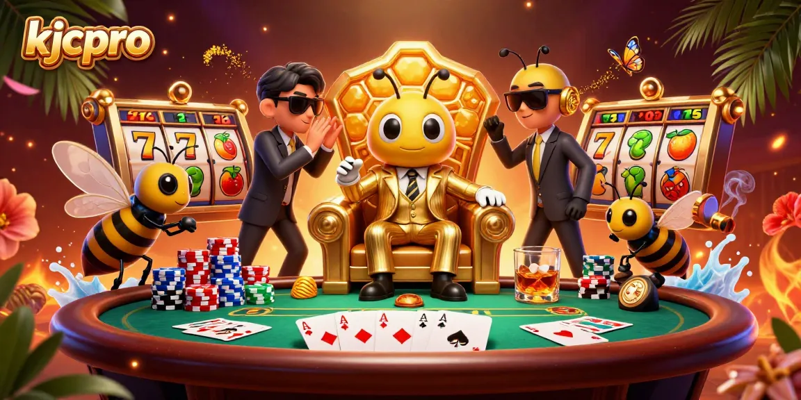 Experience thrilling wins at kjcpro in this vibrant casino scene featuring a unique bumblebee mob boss.