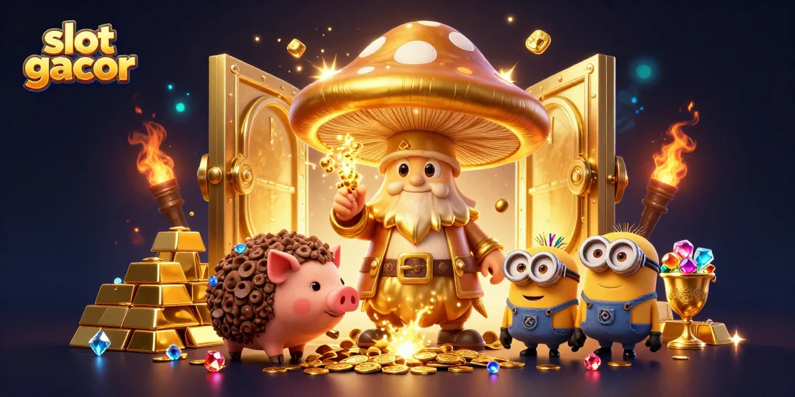 Experience slot gacor magic in this vibrant 3D scene filled with treasures and winning potential.
