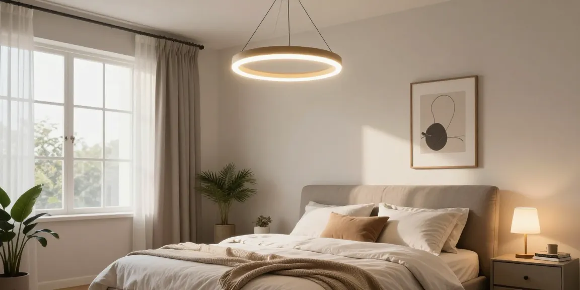 Lustra dormitor modernă cu design elegant și atmosferă relaxantă în cameră.