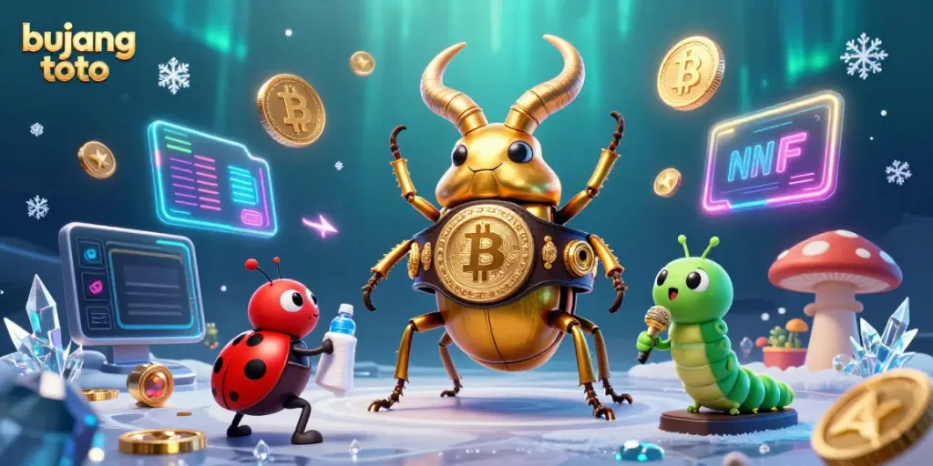 Engage with bujang toto action, featuring a golden stag beetle and colorful casino elements.