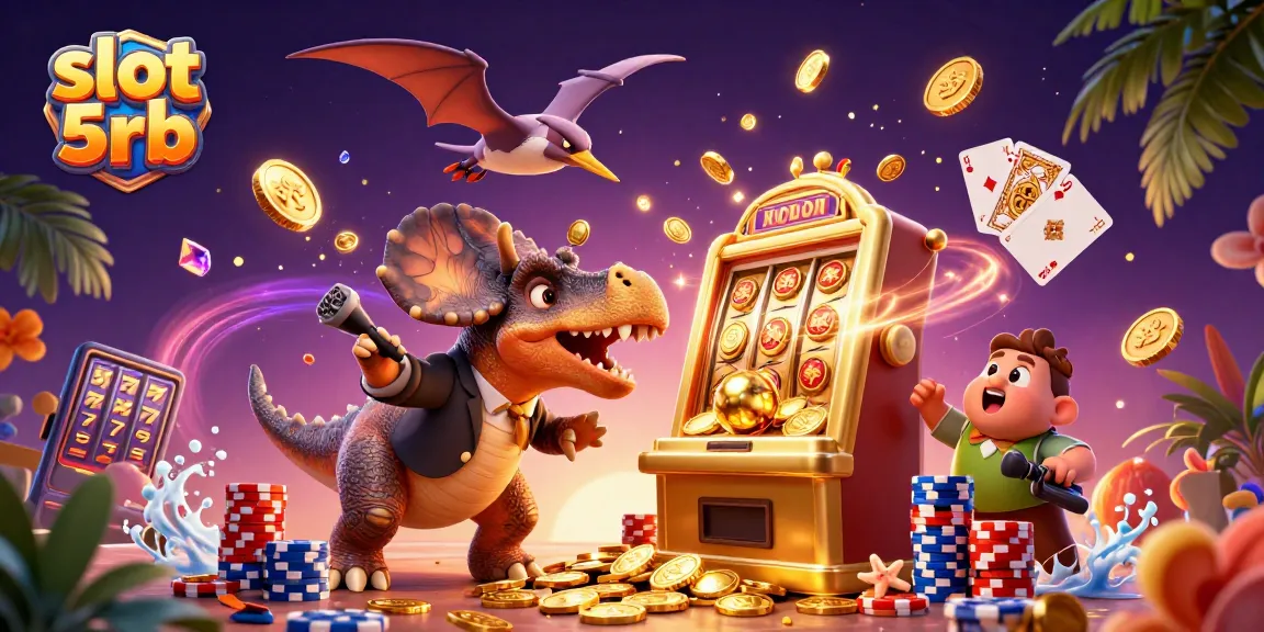 Experience golden winnings with a slot 5rb jackpot as a dinosaur hits the machine!
