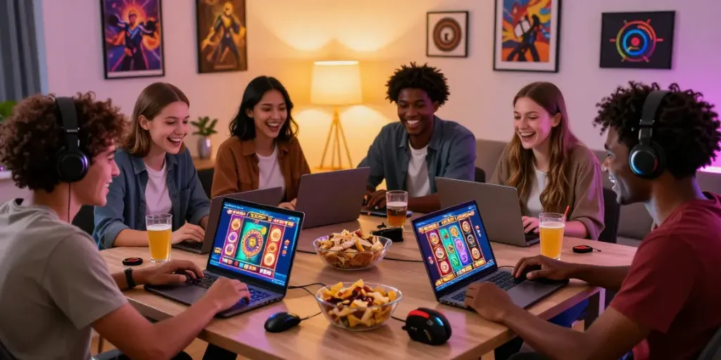 Pengalaman bermain slot777 secara online dengan teman-teman di rumah yang penuh keceriaan.