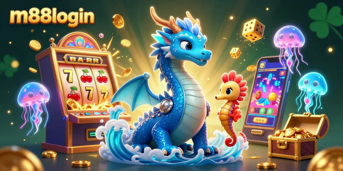 Experience thrilling wins with m88login in this vibrant casino scene featuring dynamic characters and slot excitement.
