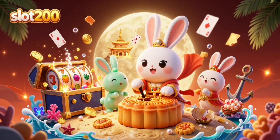 Mainkan slot200 dan nikmati beragam permainan dengan ilustrasi menarik karakter kelinci bulan dalam gaya tradisional.