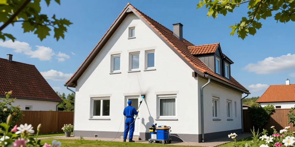 Fassadenreinigung Bad Zwesten mit professionellem Team, das umweltschonende Mittel verwendet.