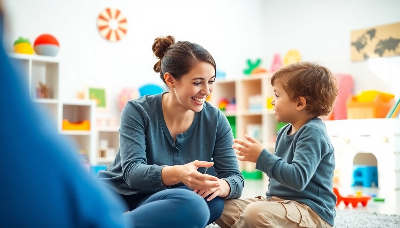 Engaging ABA therapy in Livonia session with therapist and child in a colorful room.