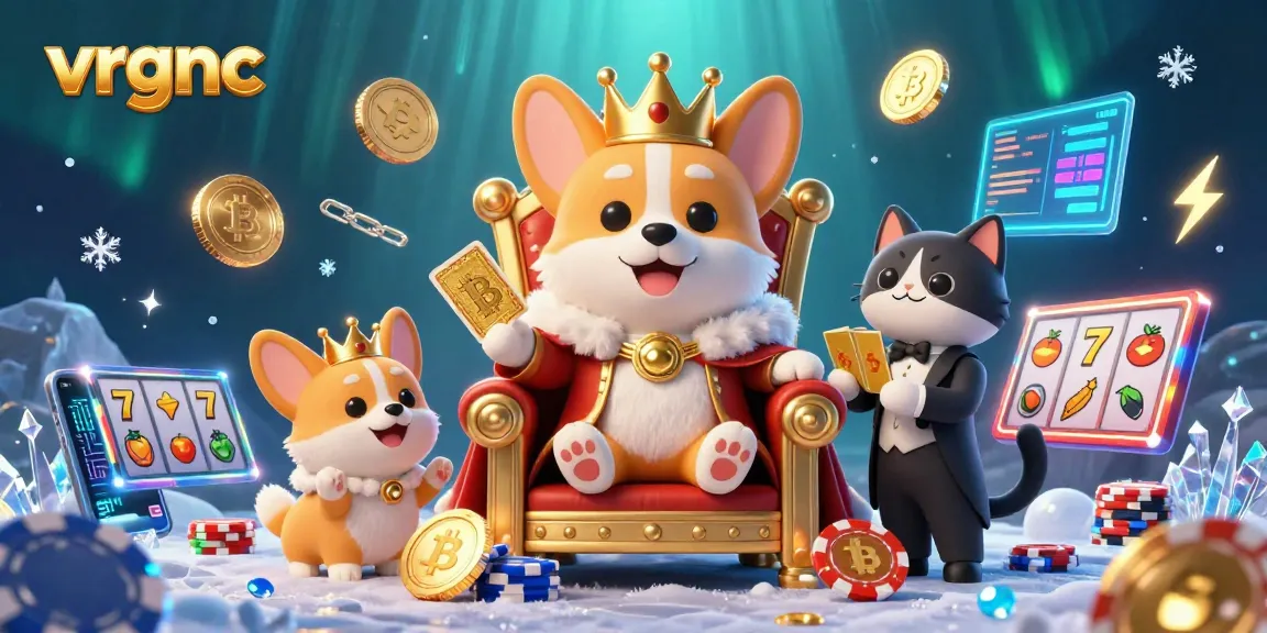 Spin the reels of victory at vrgnc as a royal corgi celebrates on a throne of poker chips.