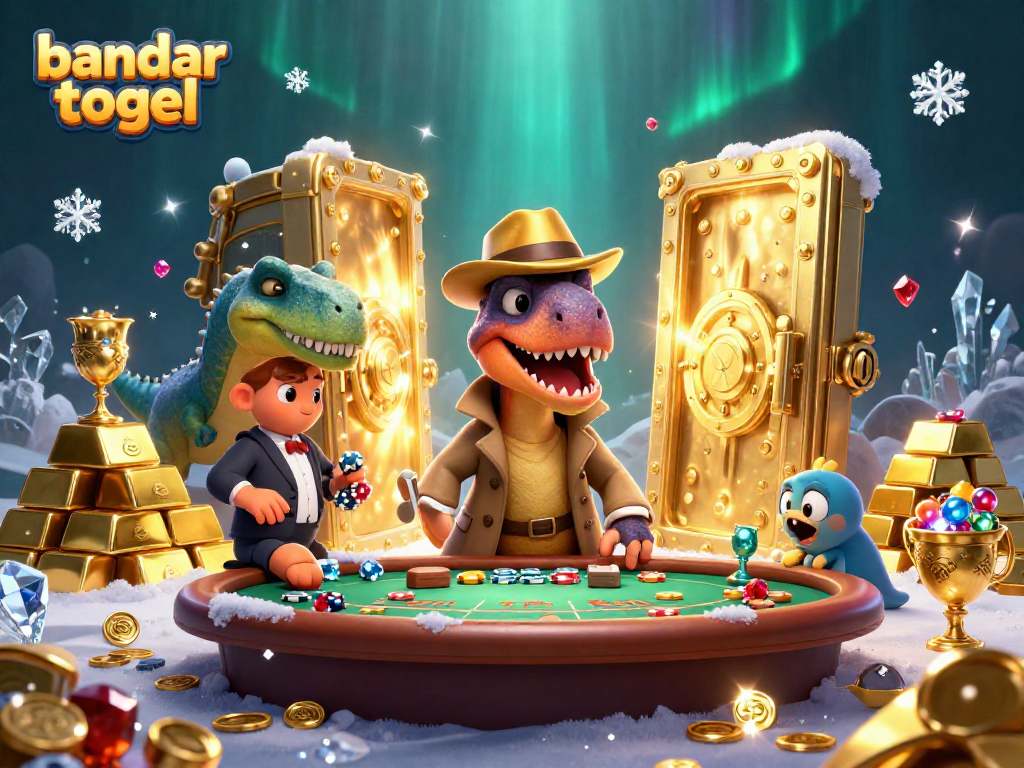 Mengambil risiko bersama bandar togel, dinamis di meja blackjack dengan ikon dinosaurus yang mencolok.