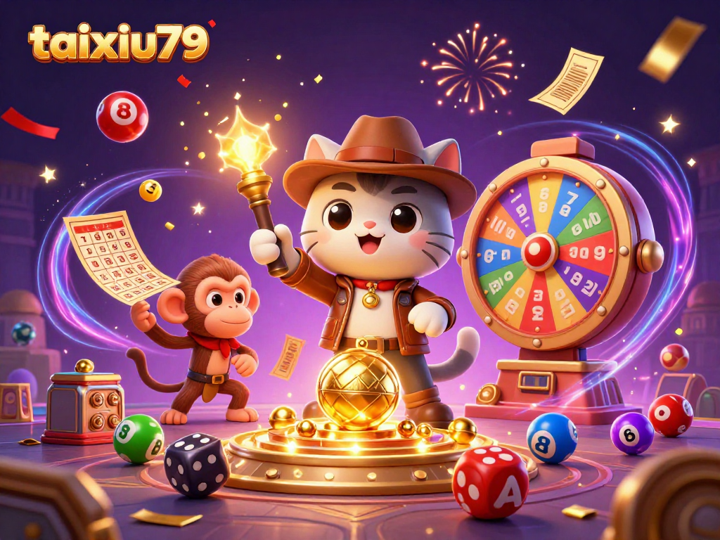 Engage in vibrant casino action with taixiu79, showcasing colorful lottery elements and thrilling game dynamics.