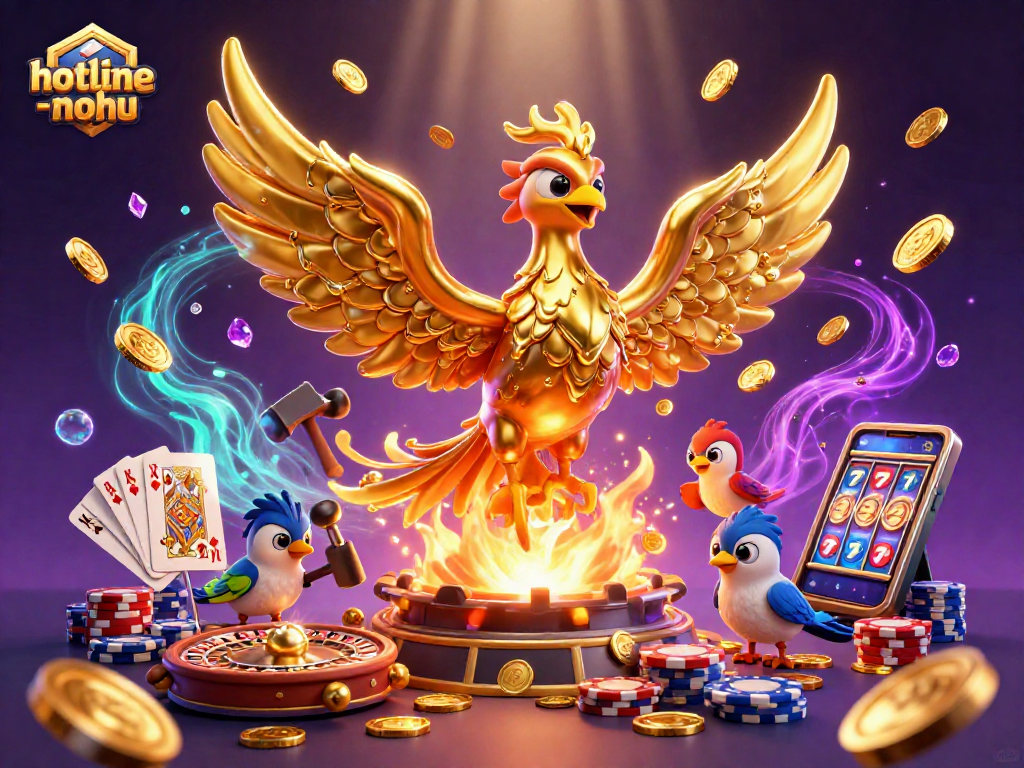 Engage with the golden phoenix and sparrows as they unveil fortune at hotline-nohu casino.
