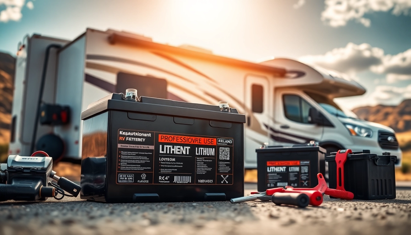 Showcasing lithium RV batteries in a scenic outdoor setting, perfect for enhancing RV adventures.